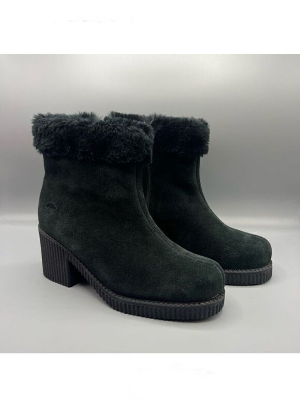 Totes Suede Fur Lining Chunky Heel Ankle Boots